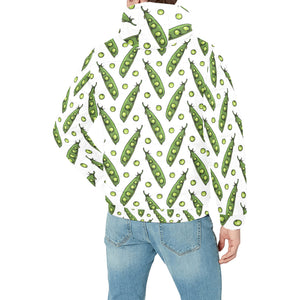 Green Peas Pattern Print Design 03 Men's Padded Hooded Jacket(ModelH42)