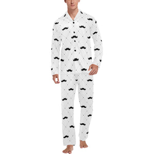 Mustache Beard Pattern Print Design 04 Men's Long Pajama Set