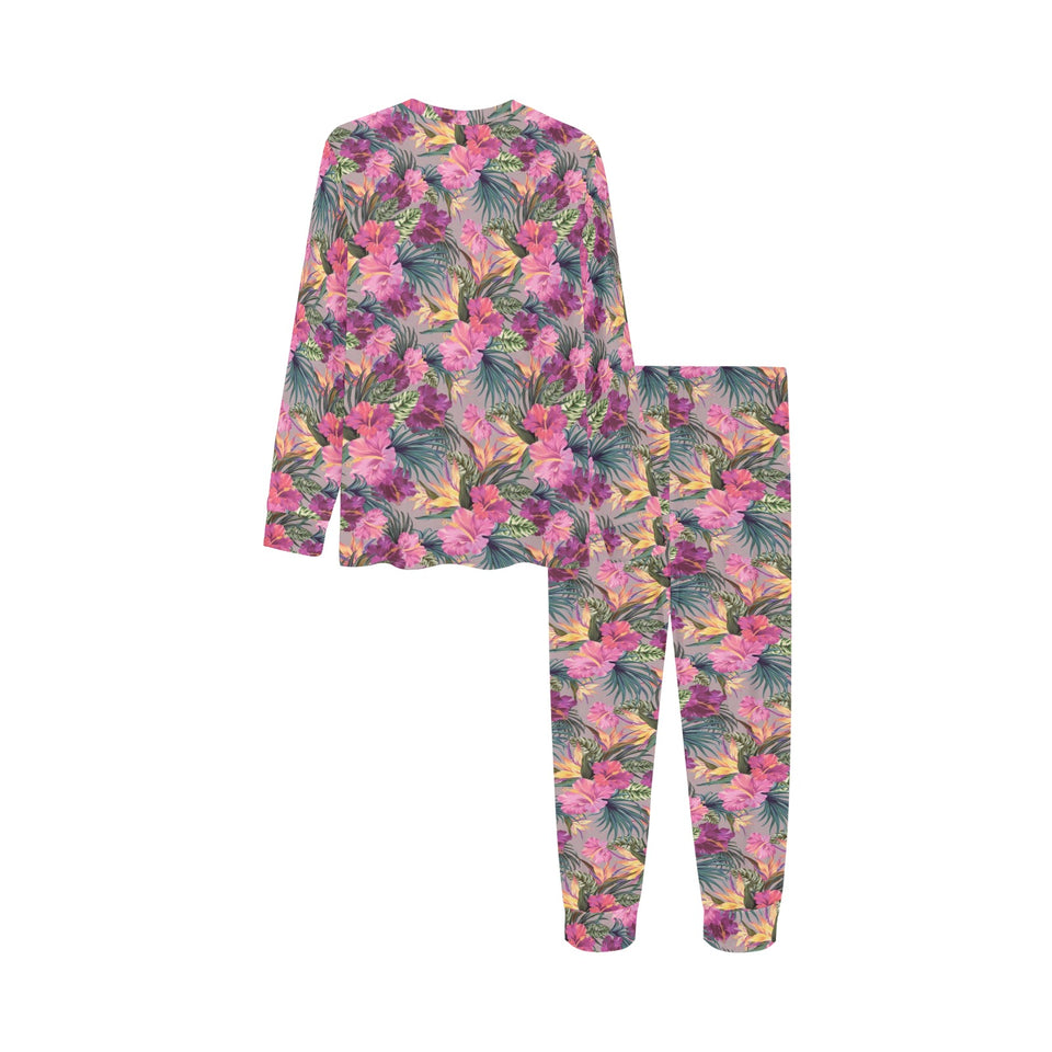 Hibiscus Pattern Print Design 03 Kids' Boys' Girls' All Over Print Pajama Set