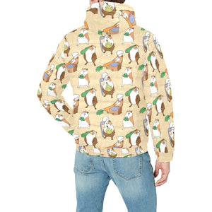 Guinea Pig Pattern Print Design 02 Men's Padded Hooded Jacket(ModelH42)