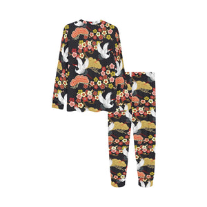 Japanese Crane Pattern Kids' Boys' Girls' All Over Print Pajama Set