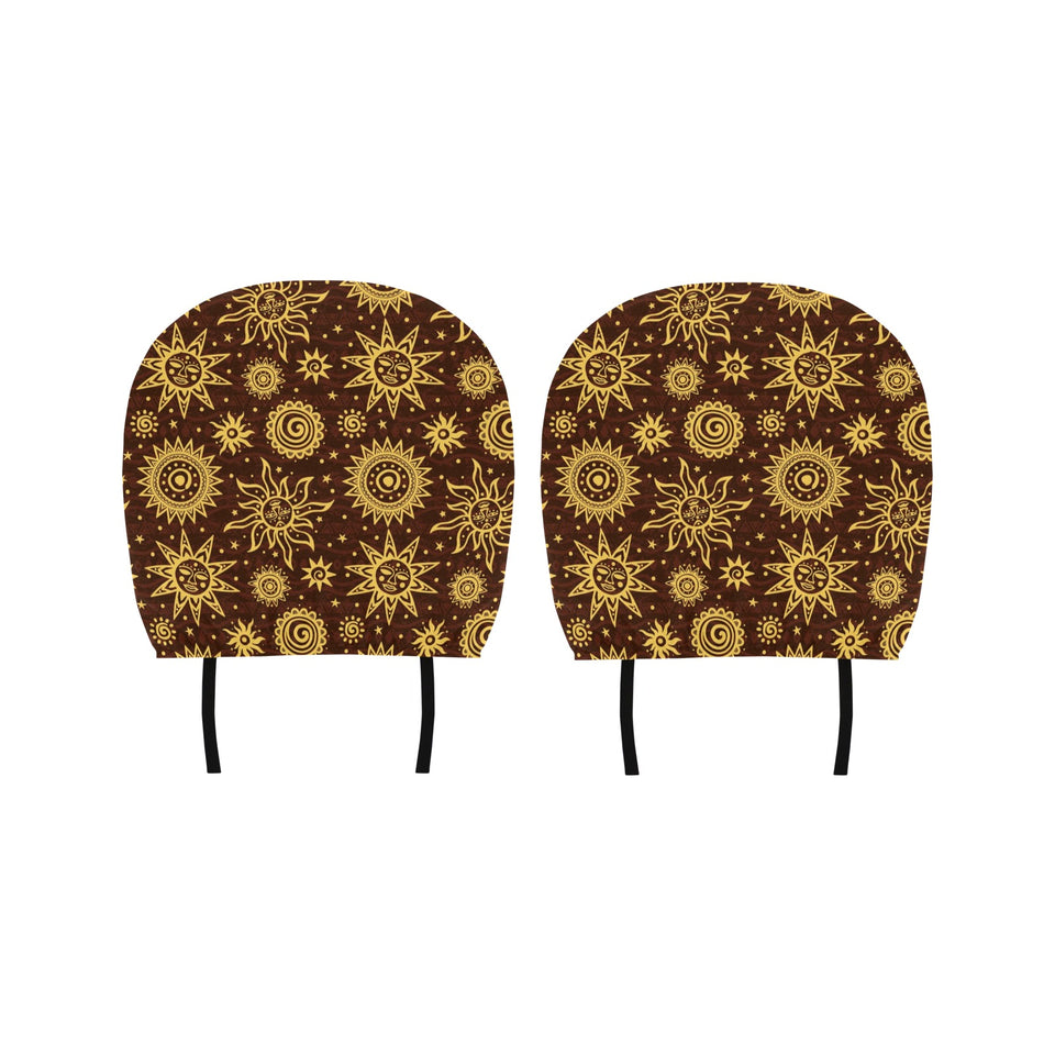 Hand Drawn Sun Pattern Car Headrest Cover