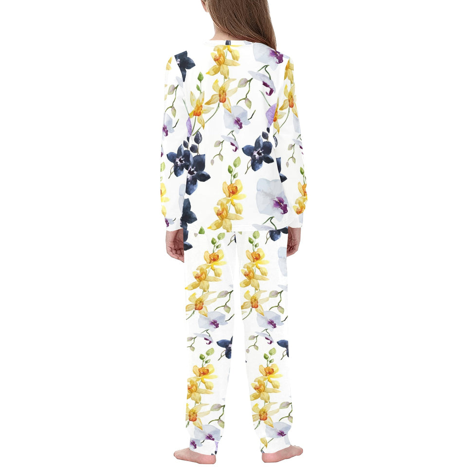 Orchid Pattern Background Kids' Boys' Girls' All Over Print Pajama Set