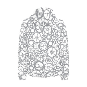 Gear Pattern Print Design 05 Men's Padded Hooded Jacket(ModelH42)