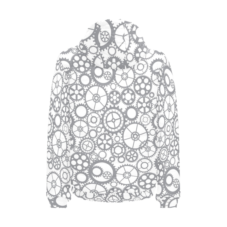 Gear Pattern Print Design 05 Men's Padded Hooded Jacket(ModelH42)