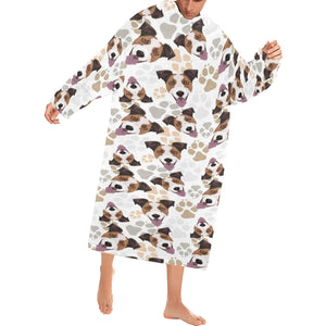 Jack Russel Pattern Print Design 05 Blanket Robe with Sleeves