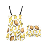 Potato Chips Pattern Print Design 01 Chest Sexy Pleated Two Piece Swim Dress