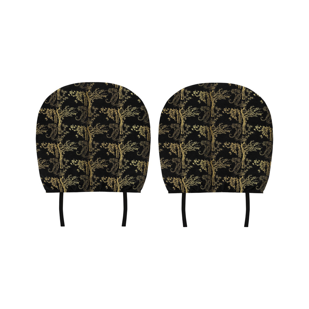 Bengal Tiger and Tree Pattern Car Headrest Cover