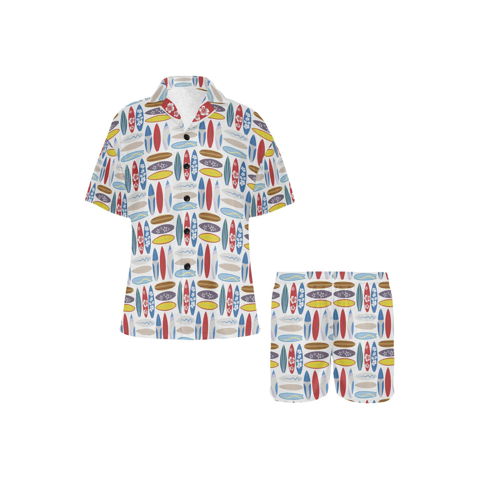 Surfboard Pattern Print Design 02 Women's V-Neck Short Pajama Set