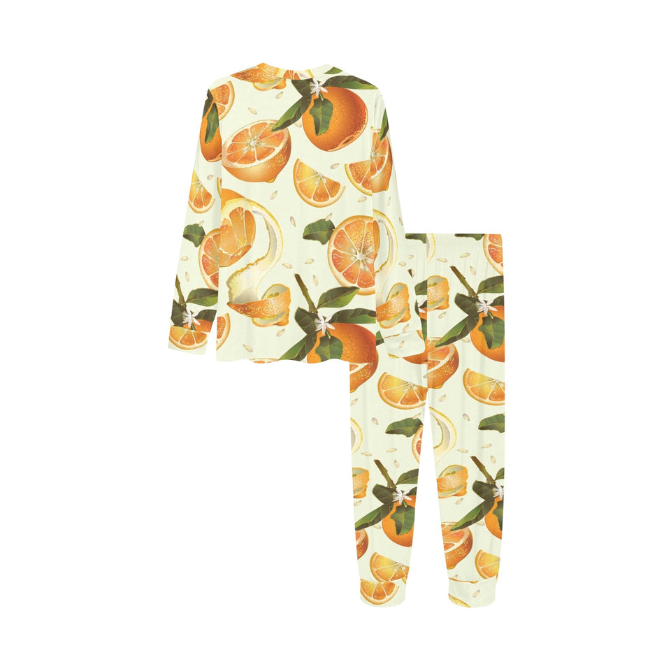 Orange Pattern Kids' Boys' Girls' All Over Print Pajama Set