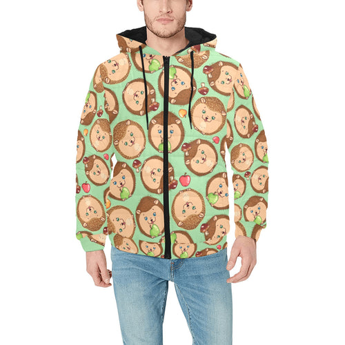 Hedgehog Pattern Print Design 01 Men's Padded Hooded Jacket(ModelH42)