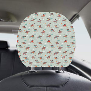 Dachshund Skating Pattern Car Headrest Cover