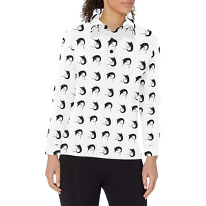 Swordfish Pattern Print Design 01 Women's Long Sleeve Polo Shirt