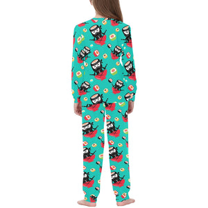 Ninja Sushi Pattern Kids' Boys' Girls' All Over Print Pajama Set