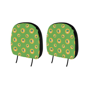 Bonsai Pattern Green Background Car Headrest Cover