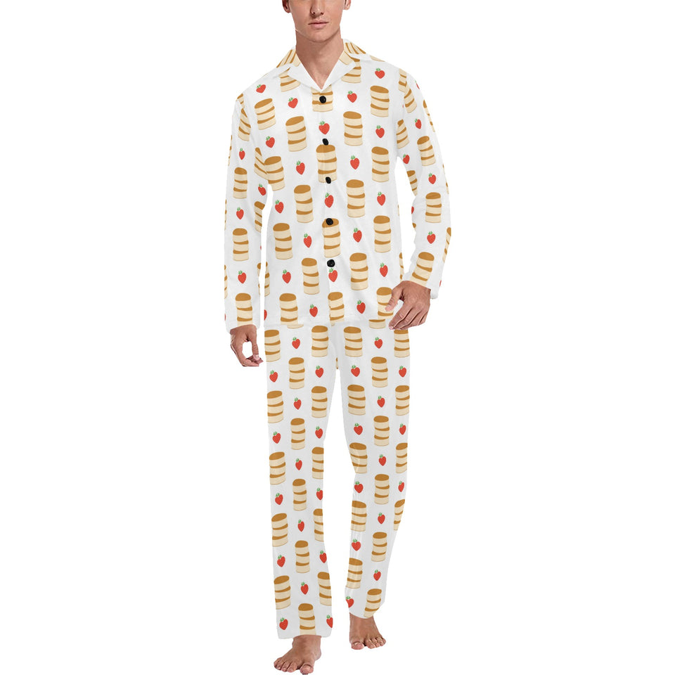 Pancake Pattern Print Design 02 Men's Long Pajama Set