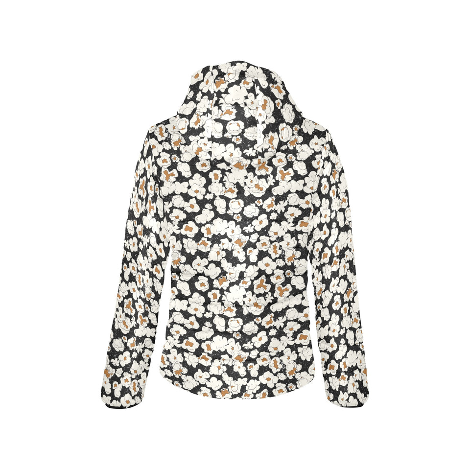 Popcorn Pattern Print Design 02 Women's Padded Hooded Jacket