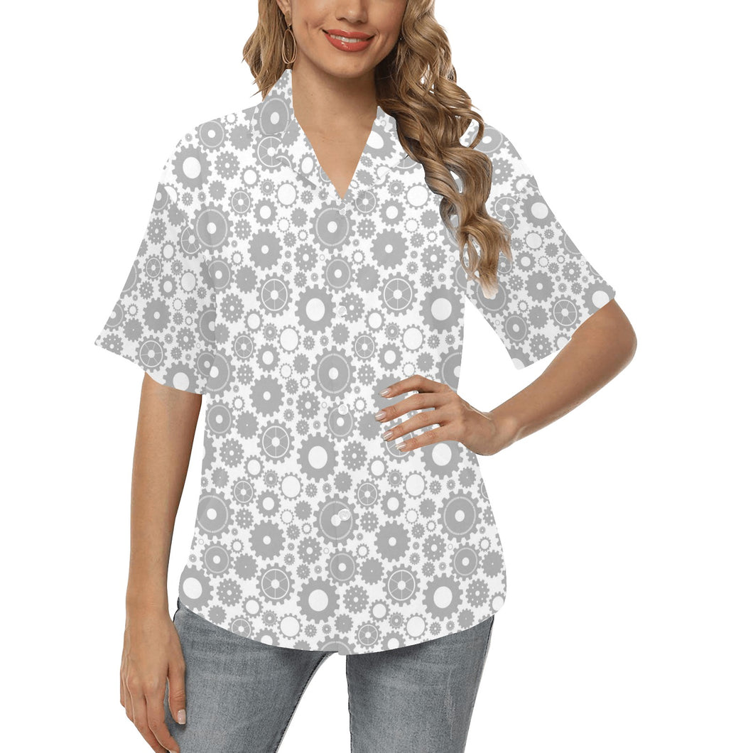 Gear Pattern Print Design 03 Women's All Over Print Hawaiian Shirt