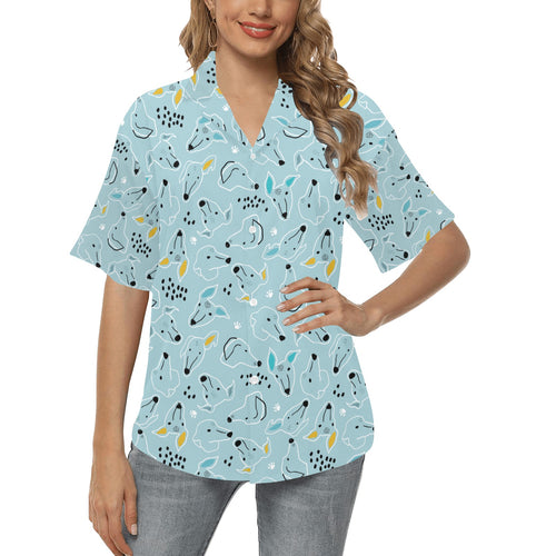 Greyhound Pattern Print Design 03 Women's All Over Print Hawaiian Shirt