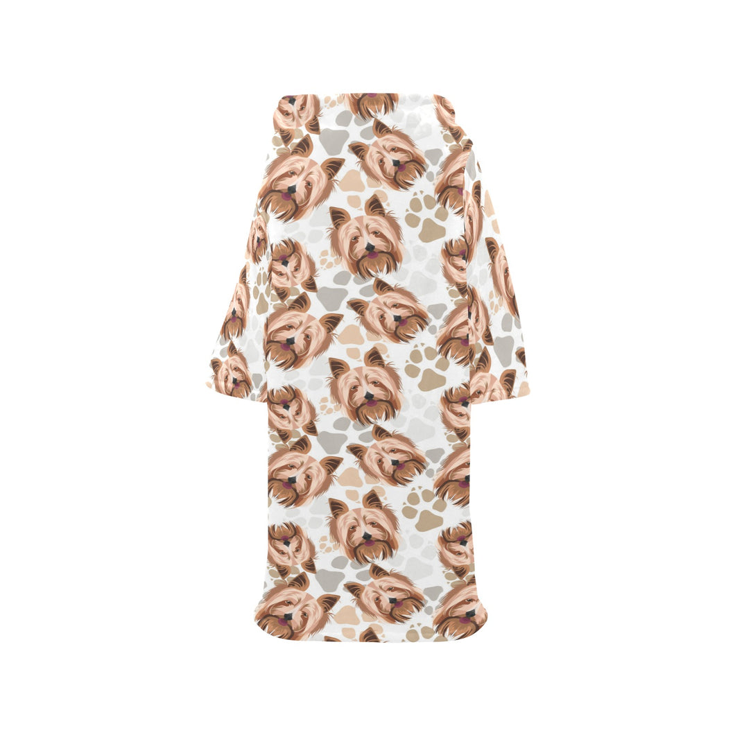 Yorkshire Terrier Pattern Print Design 04 Blanket Robe with Sleeves