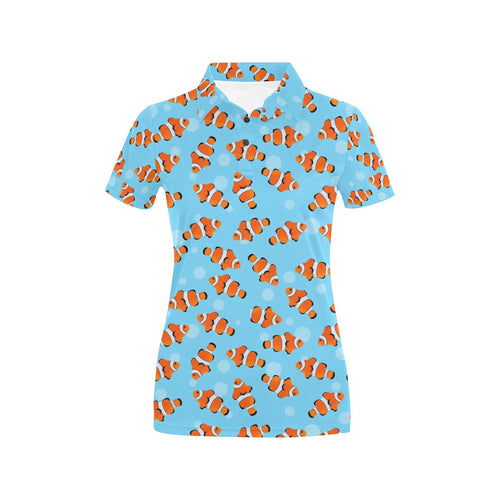 Clown Fish Pattern Print Design 05 Women's All Over Print Polo Shirt