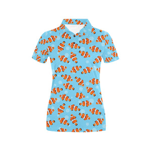 Clown Fish Pattern Print Design 05 Women's All Over Print Polo Shirt