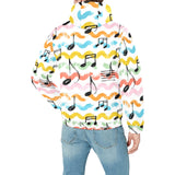 Music Notes Pattern Print Design 01 Men's Padded Hooded Jacket(ModelH42)