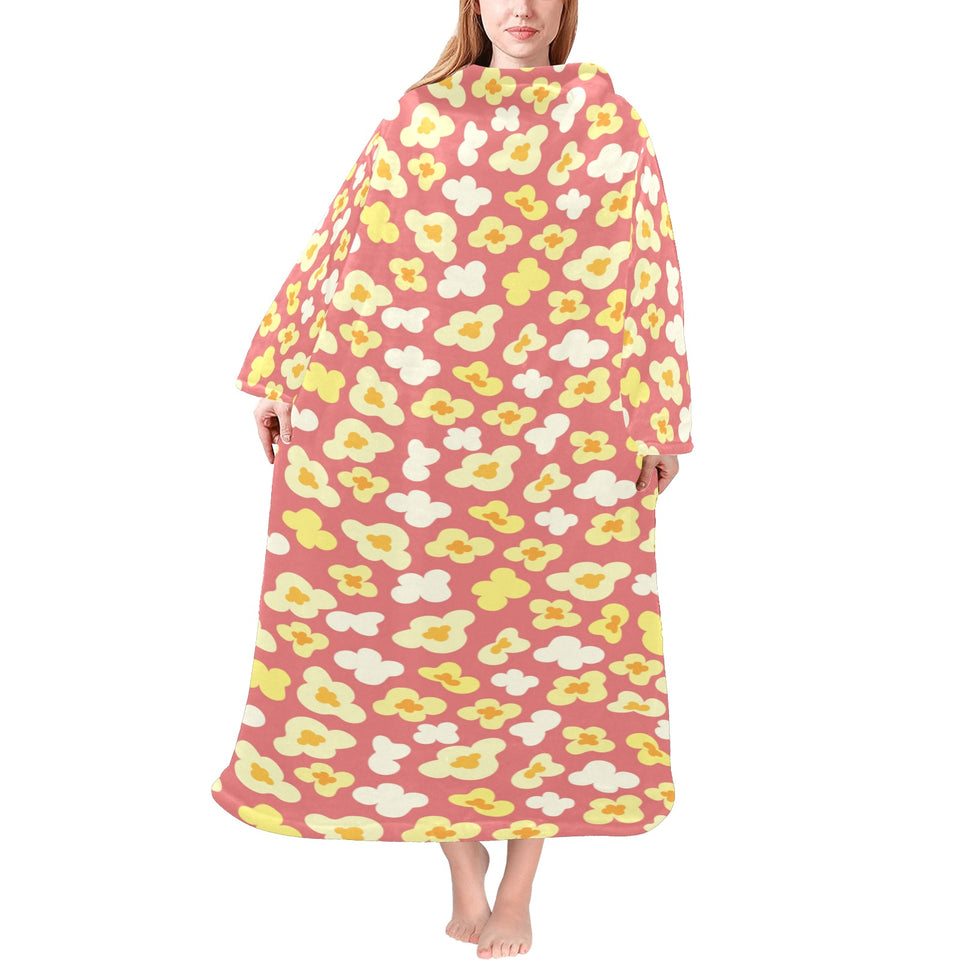 Popcorn Pattern Print Design 01 Blanket Robe with Sleeves