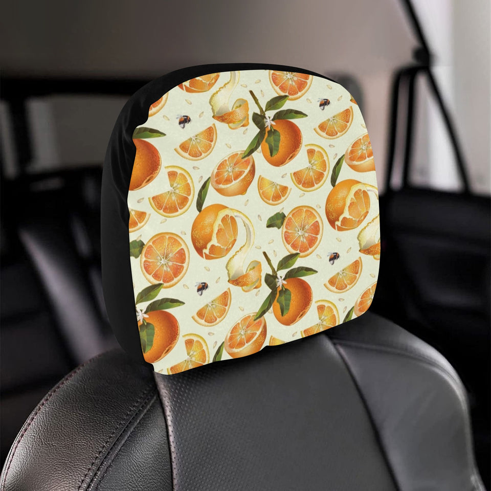 Orange Pattern Car Headrest Cover