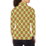 Hamburger Pattern Print Design 02 Women's Long Sleeve Polo Shirt