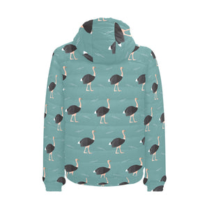 Ostrich Pattern Print Design 01 Men's Padded Hooded Jacket(ModelH42)