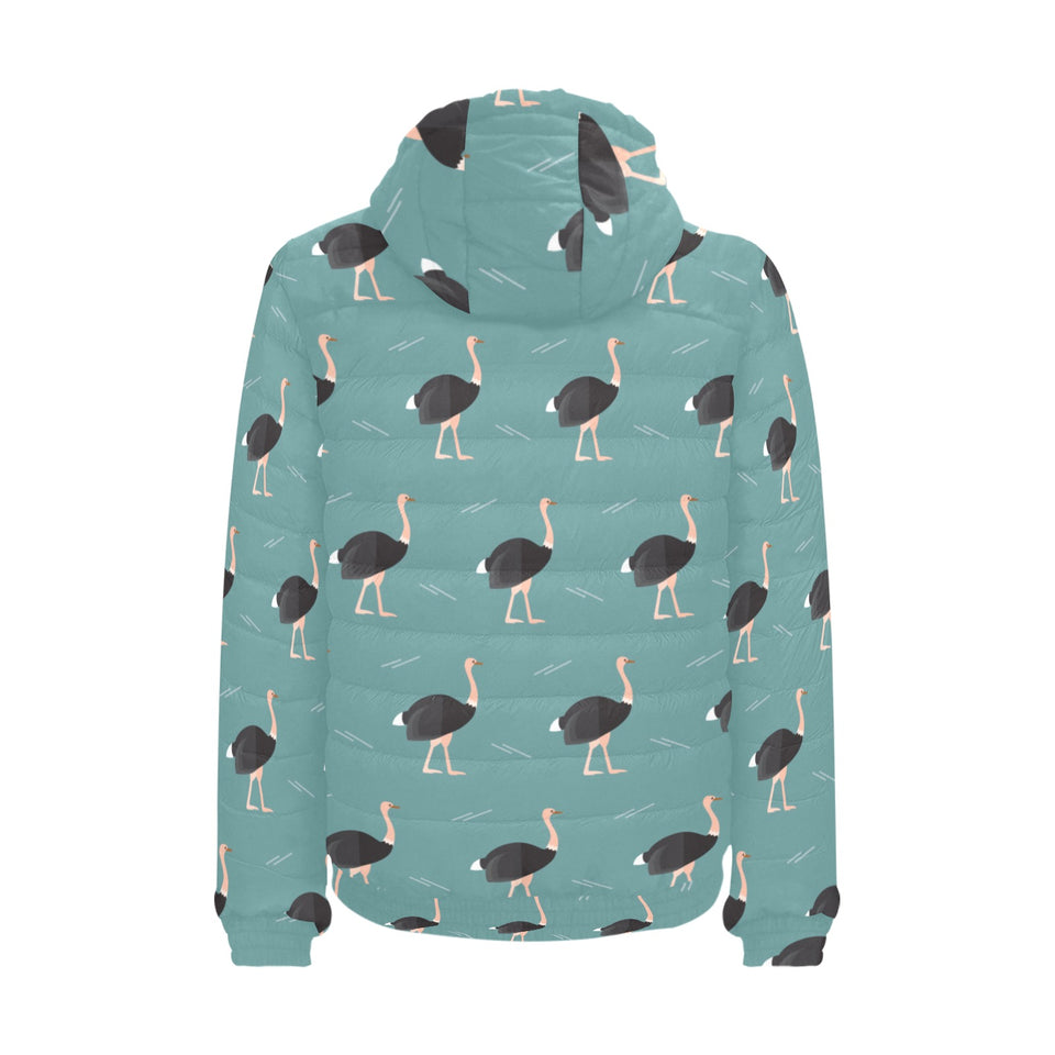 Ostrich Pattern Print Design 01 Men's Padded Hooded Jacket(ModelH42)