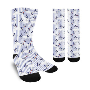 Swallow Pattern Print Design 03 Crew Socks