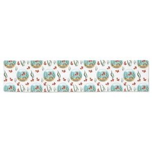 Goldfish Pattern Print Design 01 Table Runner