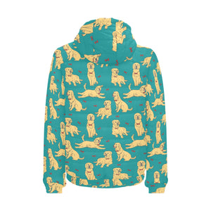 Golden Retriever Pattern Print Design 05 Men's Padded Hooded Jacket(ModelH42)