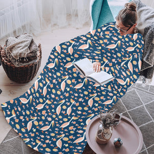 Pelican Pattern Print Design 01 Blanket Robe with Sleeves