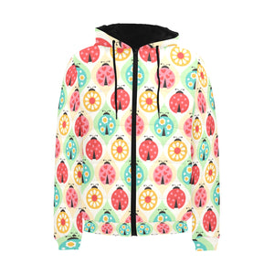 Ladybug Pattern Print Design 02 Men's Padded Hooded Jacket(ModelH42)