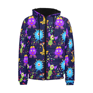 Alien Pattern Print Design 01 Men's Padded Hooded Jacket(ModelH42)