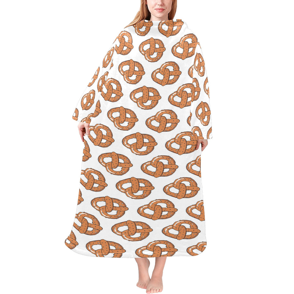 Pretzels Pattern Print Design 05 Blanket Robe with Sleeves