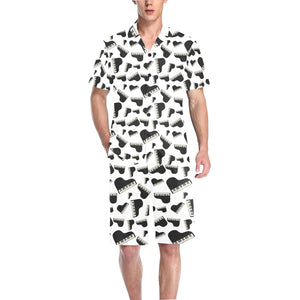 Piano Pattern Print Design 02 Men's V-Neck Short Pajama Set