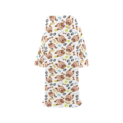 Yorkshire Terrier Pattern Print Design 05 Blanket Robe with Sleeves