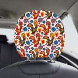 Colorful Rooster Chicken Guitar Pattern Car Headrest Cover