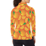 Orange Pattern background Women's Long Sleeve Polo Shirt