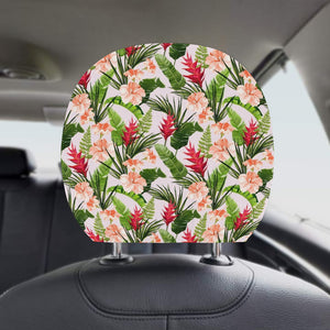 Heliconia Hibiscus Leaves Pattern Car Headrest Cover