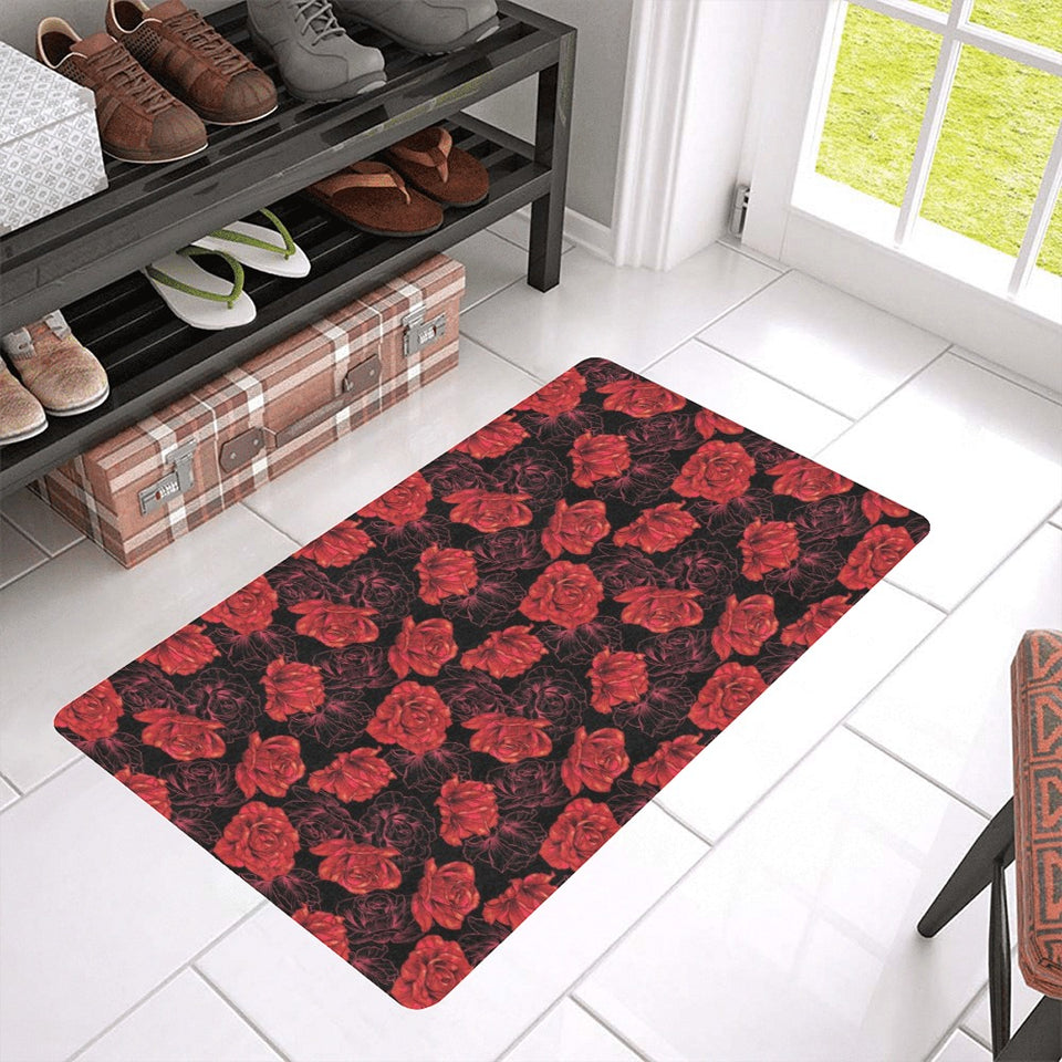 Rose Pattern Print Design 01 Doormat