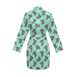 Piano Pattern Print Design 04 Women's Long Sleeve Belted Night Robe