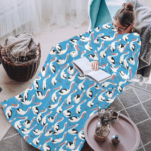 Pelican Pattern Print Design 04 Blanket Robe with Sleeves