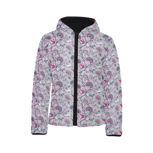 Hummingbird Pattern Print Design 04 Kids' Boys' Girls' Padded Hooded Jacket