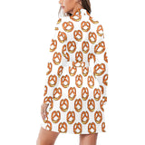 Pretzels Pattern Print Design 03 Women's Long Sleeve Belted Night Robe