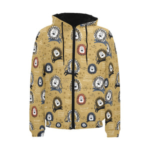 Lion Pattern Print Design 03 Men's Padded Hooded Jacket(ModelH42)